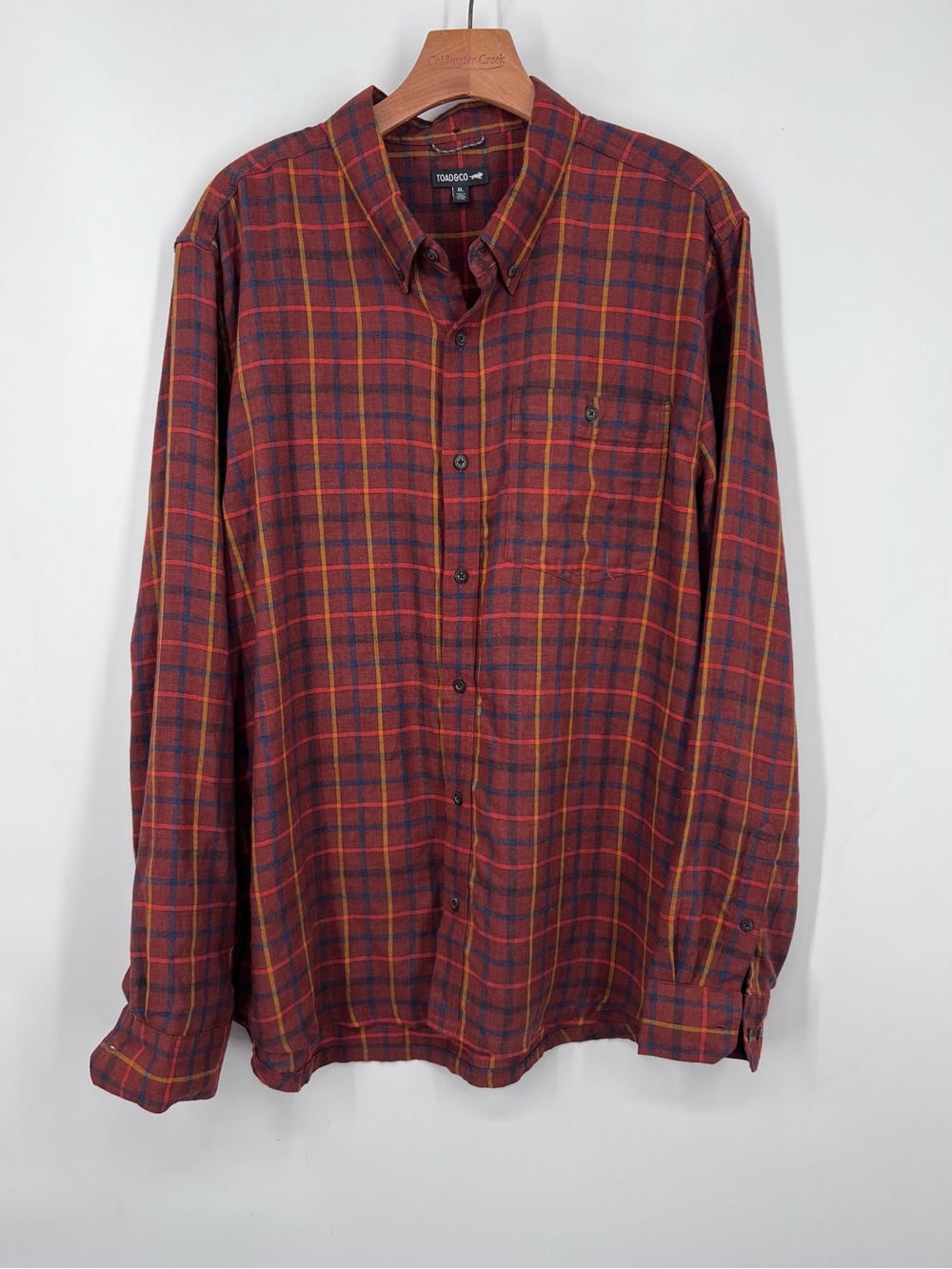 Toad and Co. Men’s Red Plaid Airsmyth LS Button Down Shirt XL